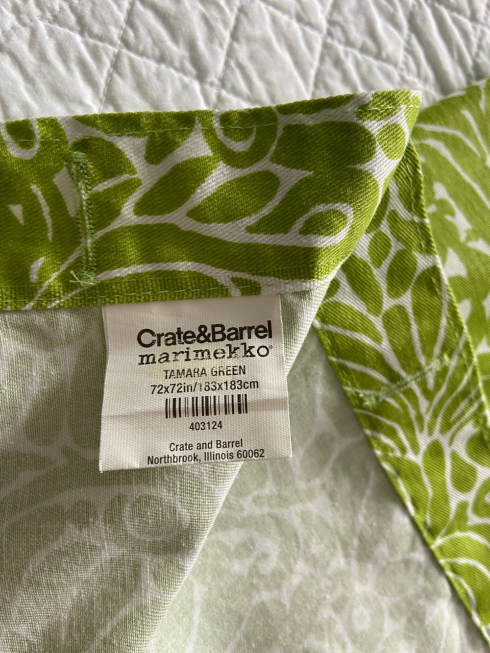 Marimekko Tamara Green and White Floral Shower Curtain - Picture 2 of 10